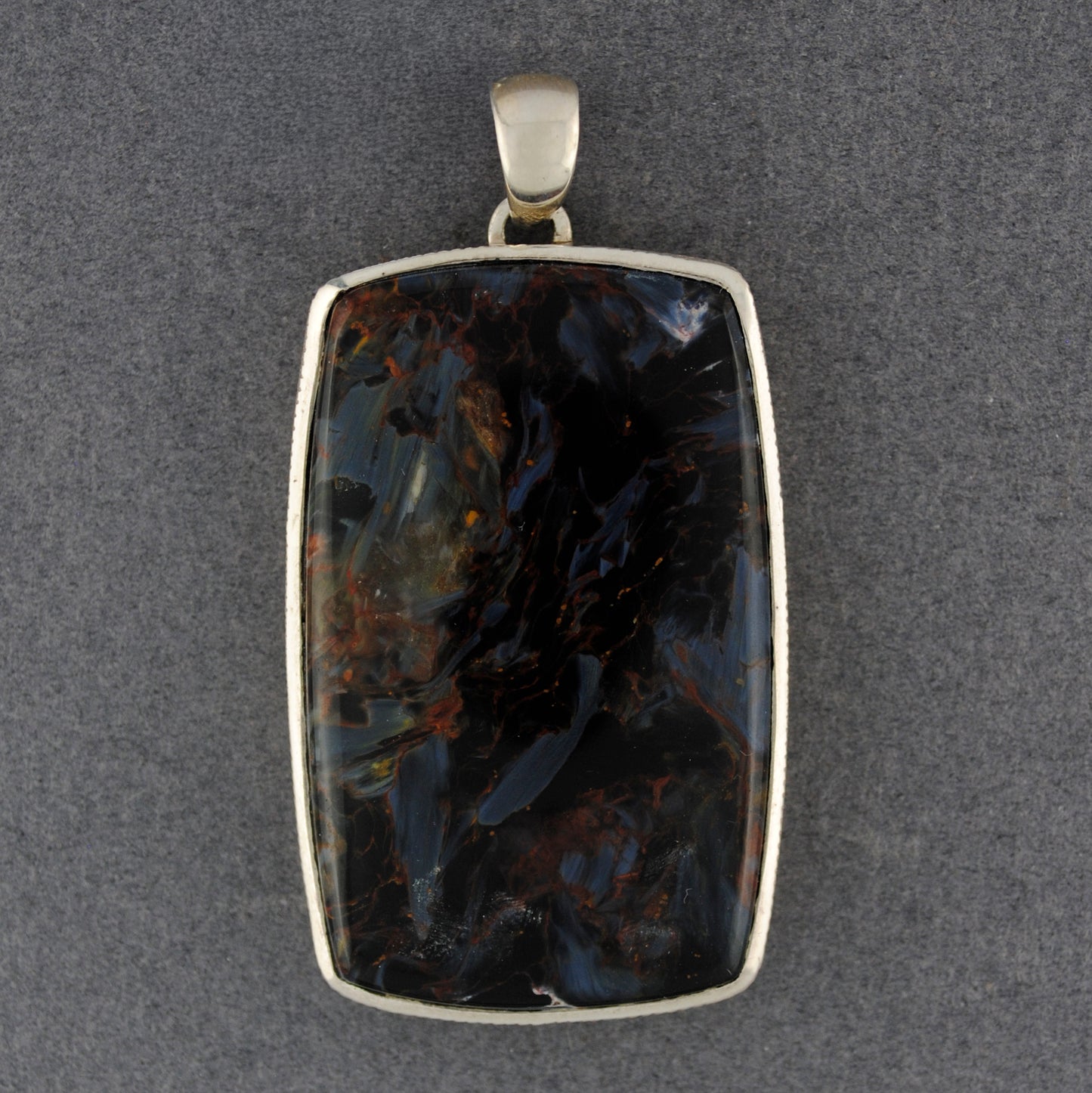 Sterling Silver Jumbo Pietersite Rectangle Pendant