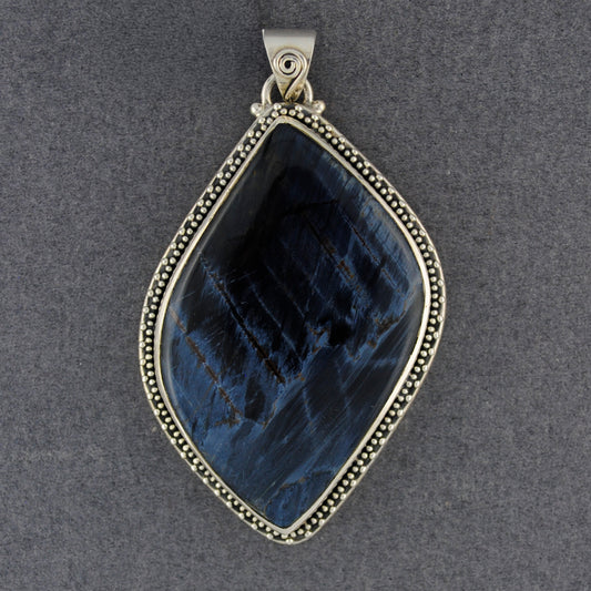 Sterling Silver Pietersite Dotted Drop Pendant