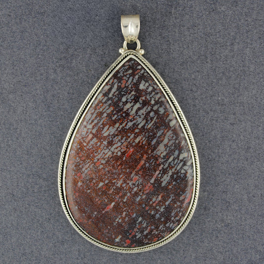 Sterling Silver Jumbo Dinosaur Bone Teardrop Pendant