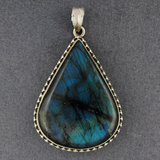 Sterling Silver Extra Large  Labradorite Teardrop Pendant