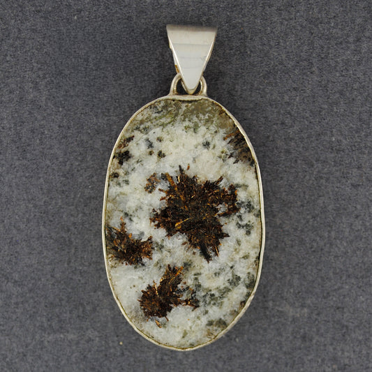 Sterling Silver White Astrophylite Oval Pendant