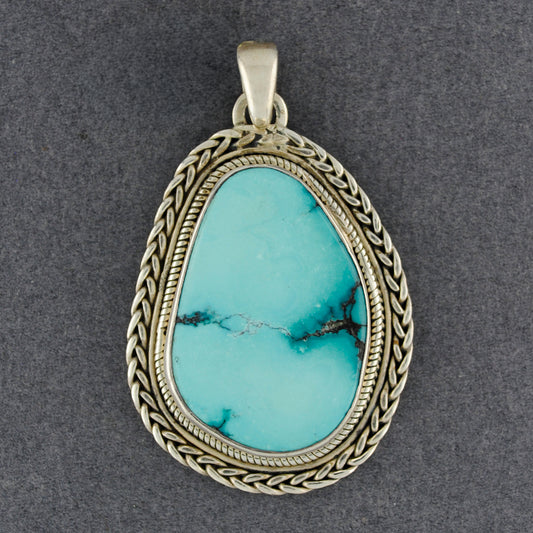 Sterling Silver Turquoise Braided Bezel Pendant