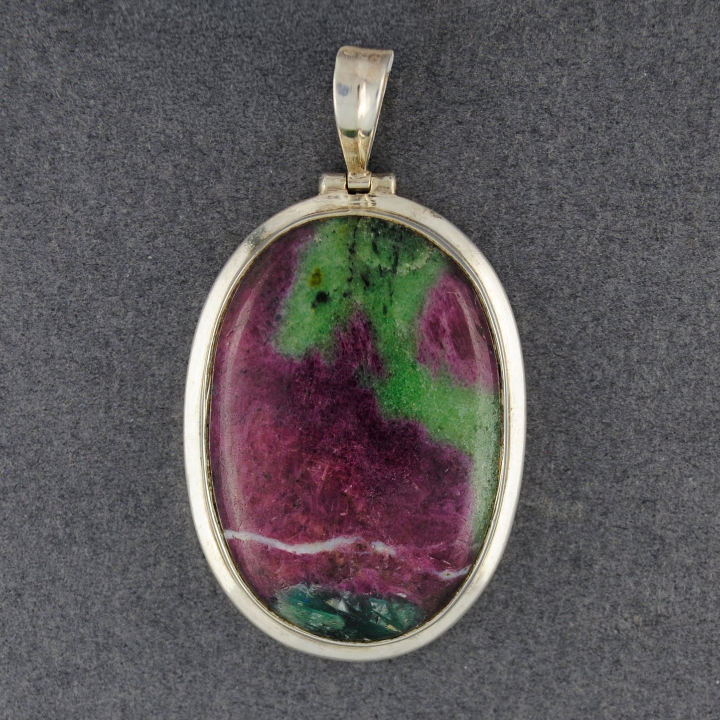 Sterling Silver Ruby Zoisite Oval Pendant