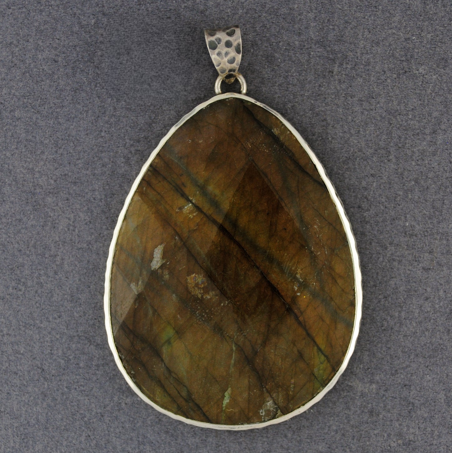 Sterling Silver Jumbo Faceted Labradorite Pendant