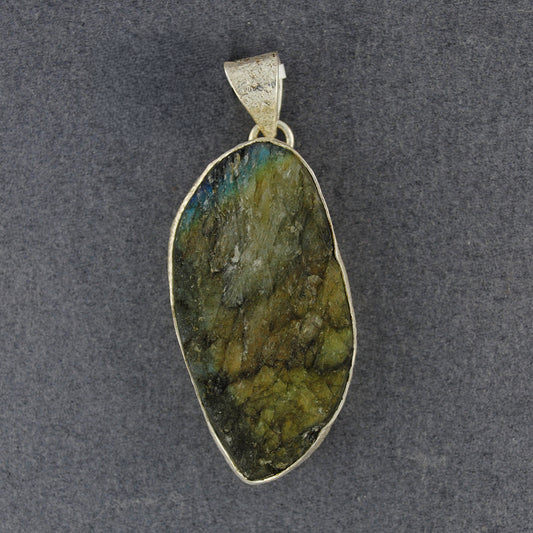Sterling Silver Rough Labradorite Free Form Pendant