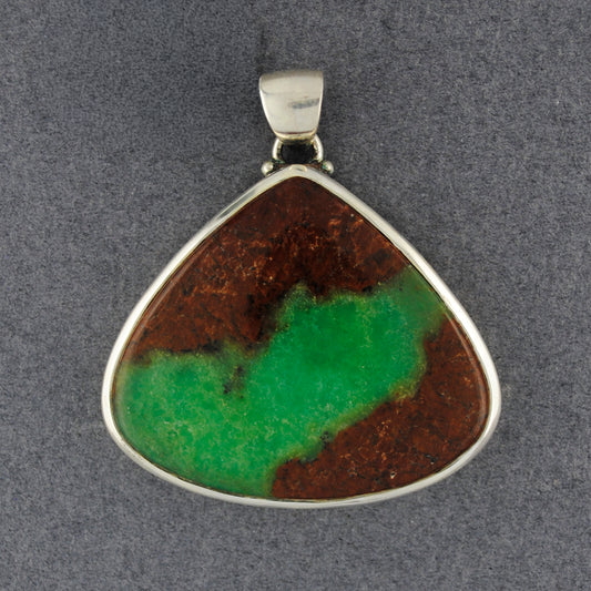 Sterling Silver Boulder Chrysoprase Teardrop Pendant