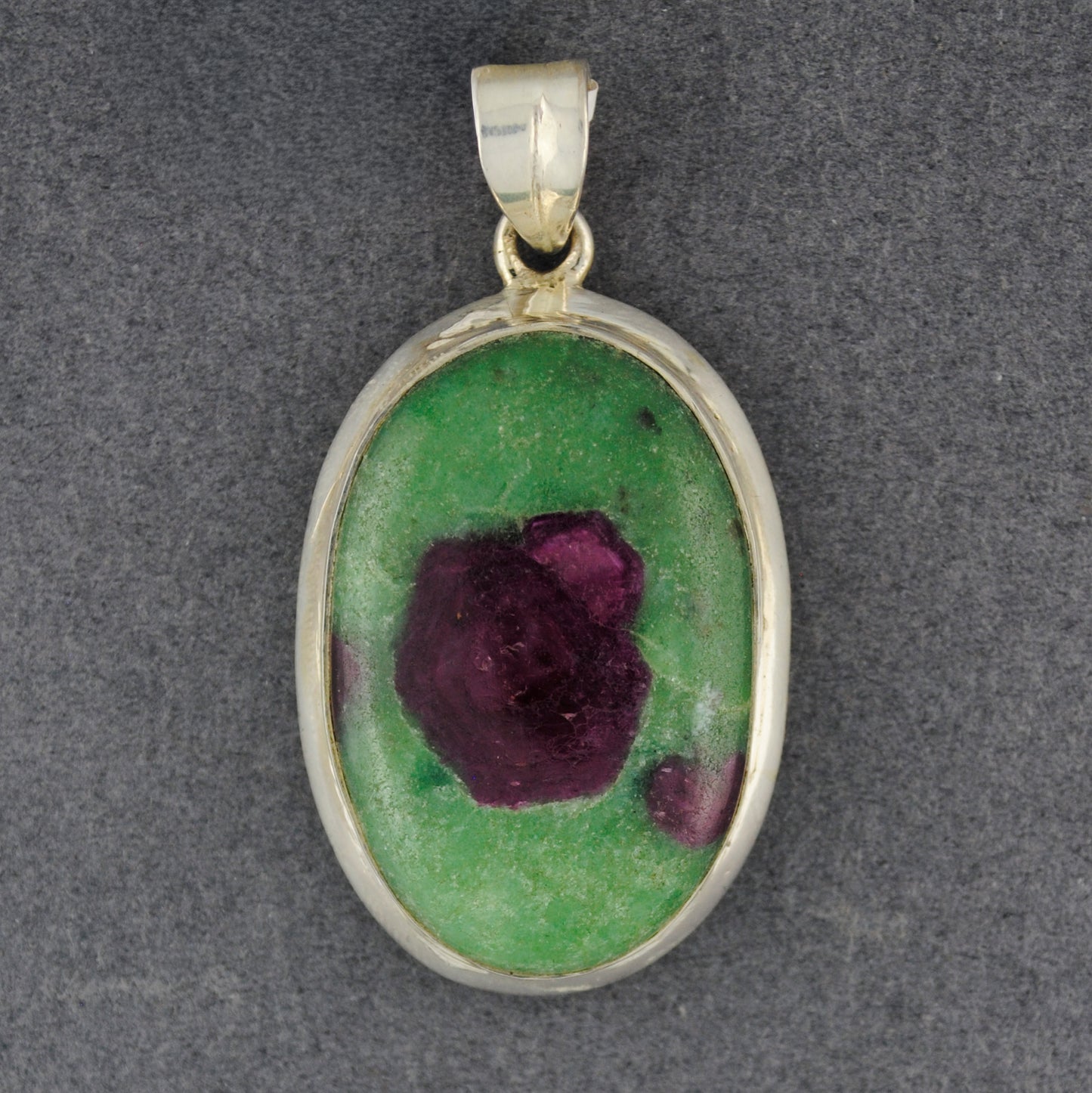 Sterling Silver Ruby Zoisite Oval Pendant