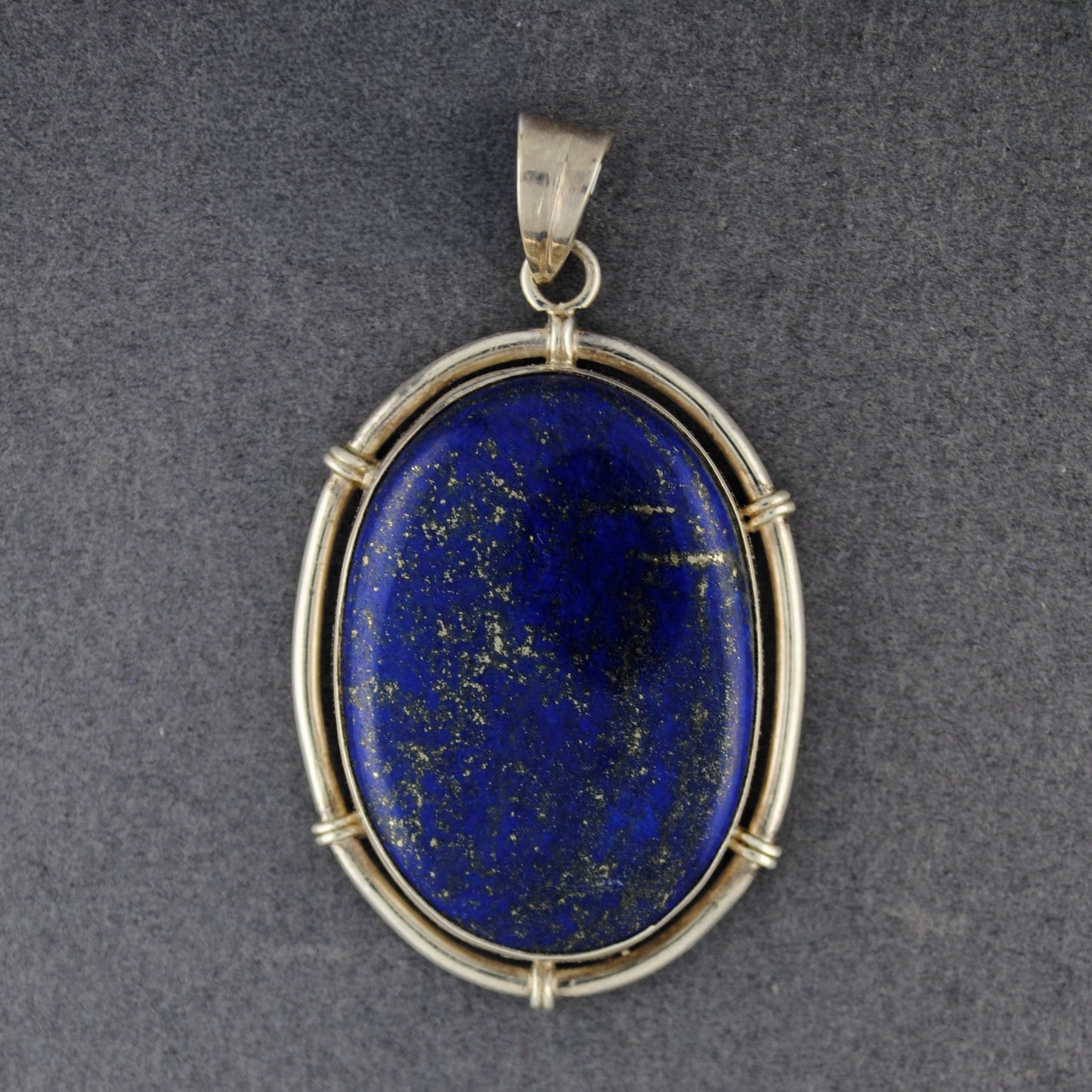 Sterling Silver Lapis Oval Floating Bezel Pendant
