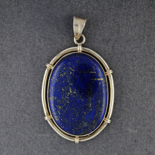 Sterling Silver Lapis Oval Floating Bezel Pendant