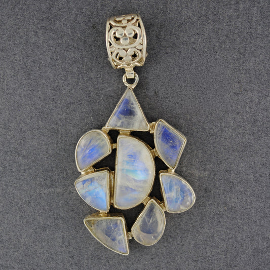 Sterling Silver Rainbow Moonstone Multi Shape Pendant