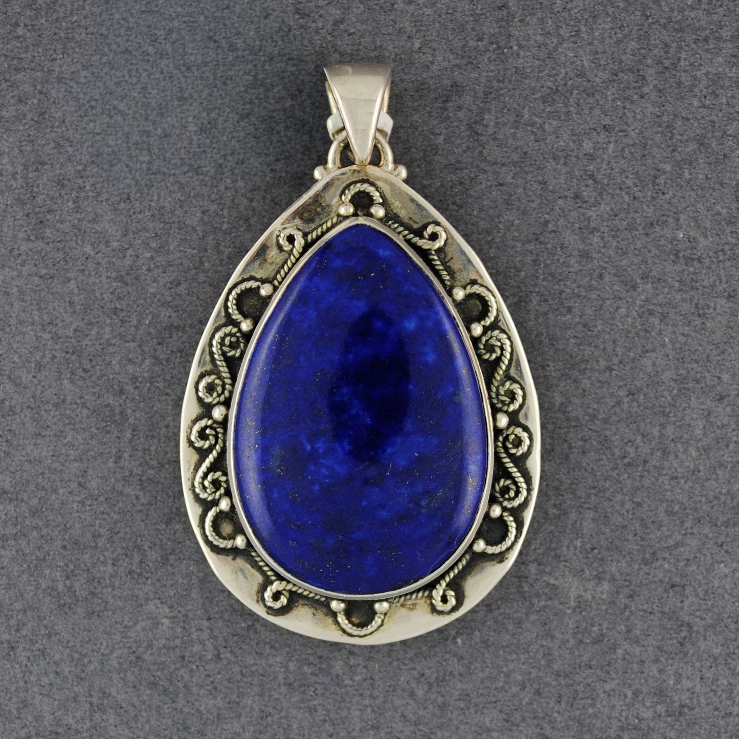 Sterling Silver Lapis Fancy Teardrop Pendant