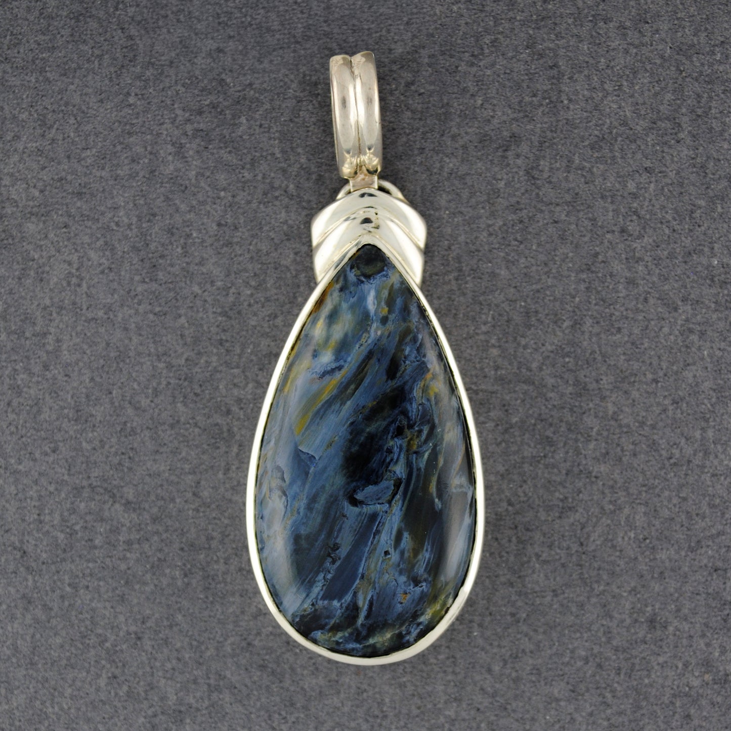 Sterling Silver Pietersite Teardrop with Arrows Pendant