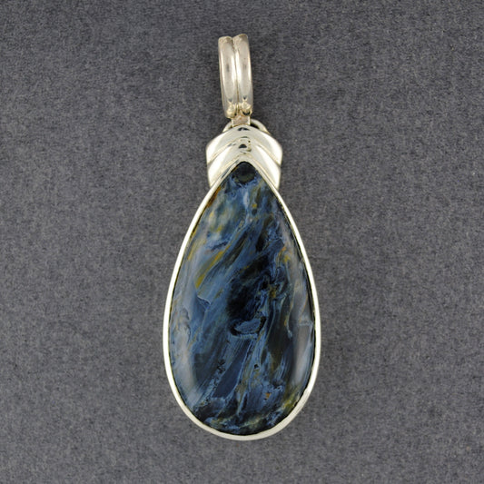 Sterling Silver Pietersite Teardrop with Arrows Pendant