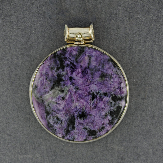 Sterling Silver Charoite Large Circle Pendant