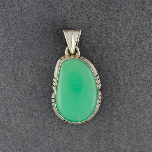 Sterling Silver Chrysoprase Drop Pendant