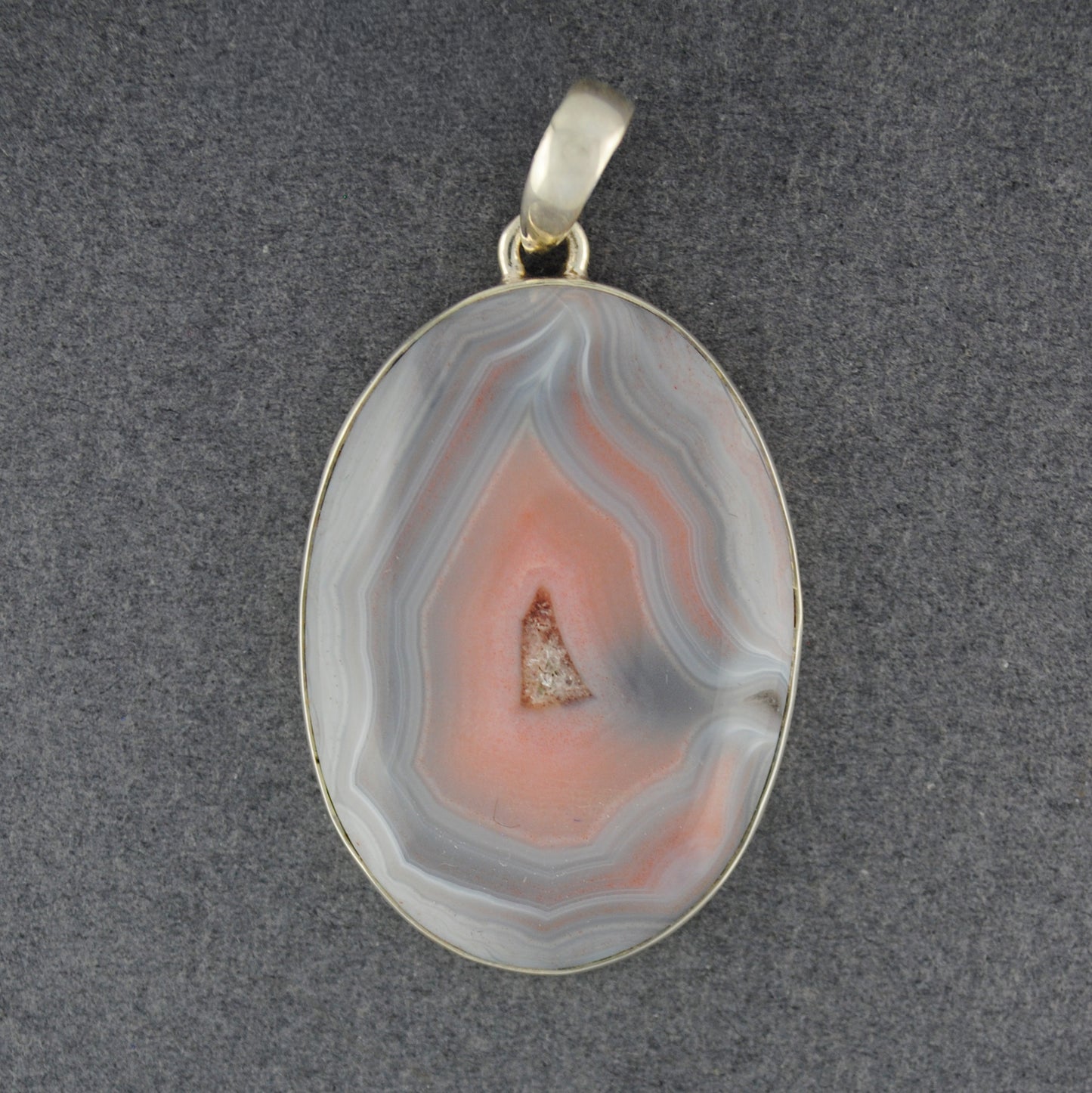Sterling Silver Botswana Agate Large Oval Pendant