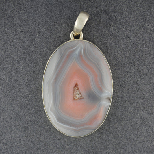 Sterling Silver Botswana Agate Large Oval Pendant
