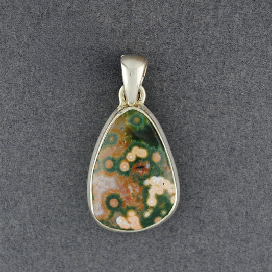 Sterling Silver Ocean Jasper Faceted Drop Pendant
