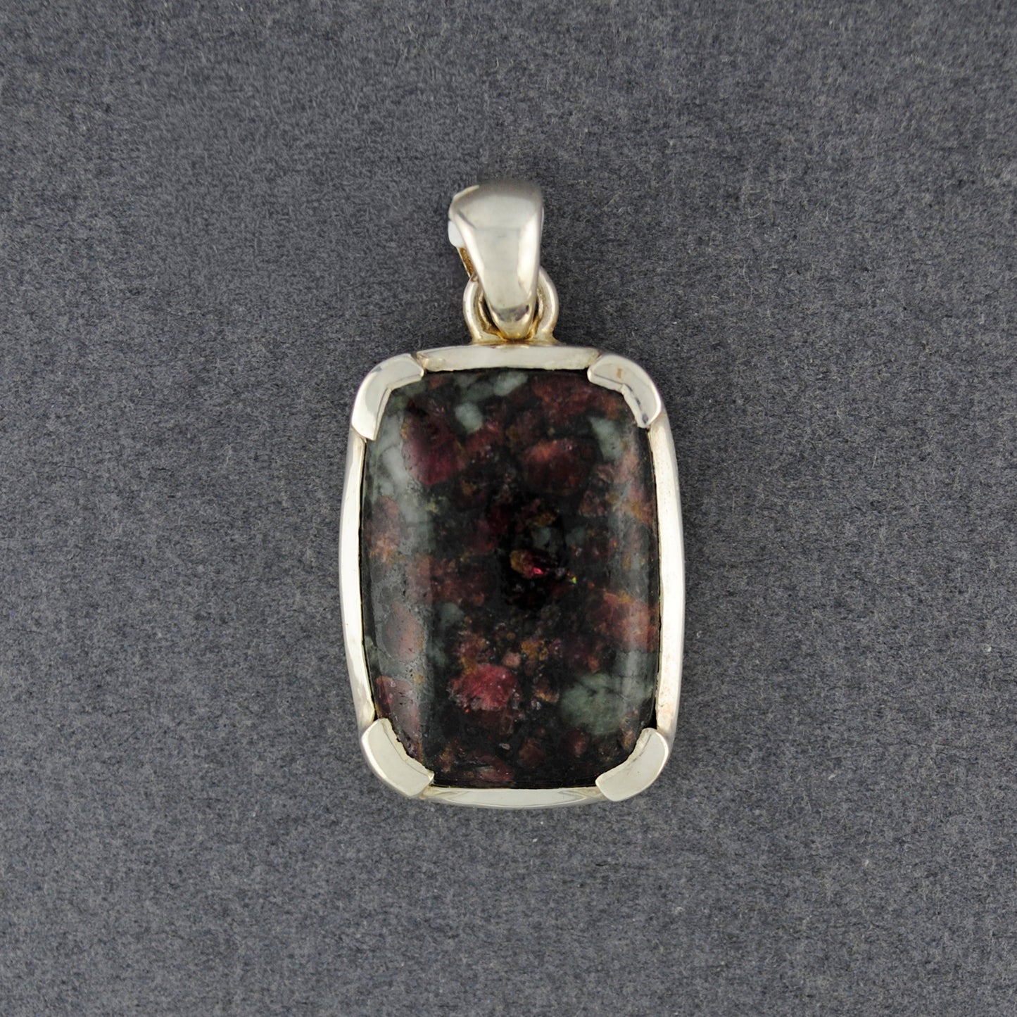 Sterling Silver Eudyalite Medium Rectangle Pendant