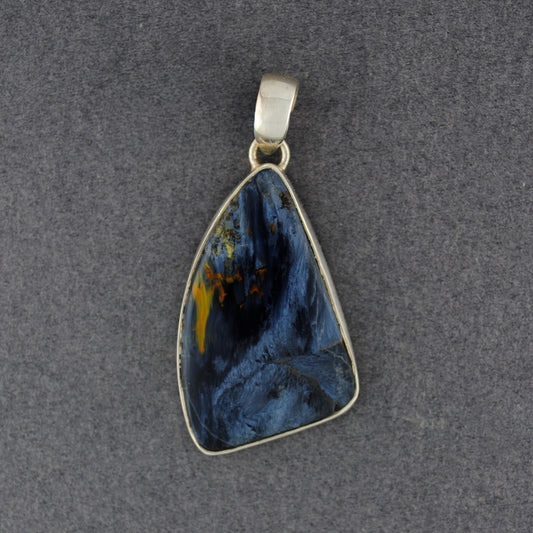 Sterling Silver Pietersite Curved  Triangle Pendant