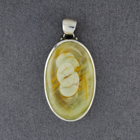 Sterling Silver Green Imperial Jasper Oval Pendant