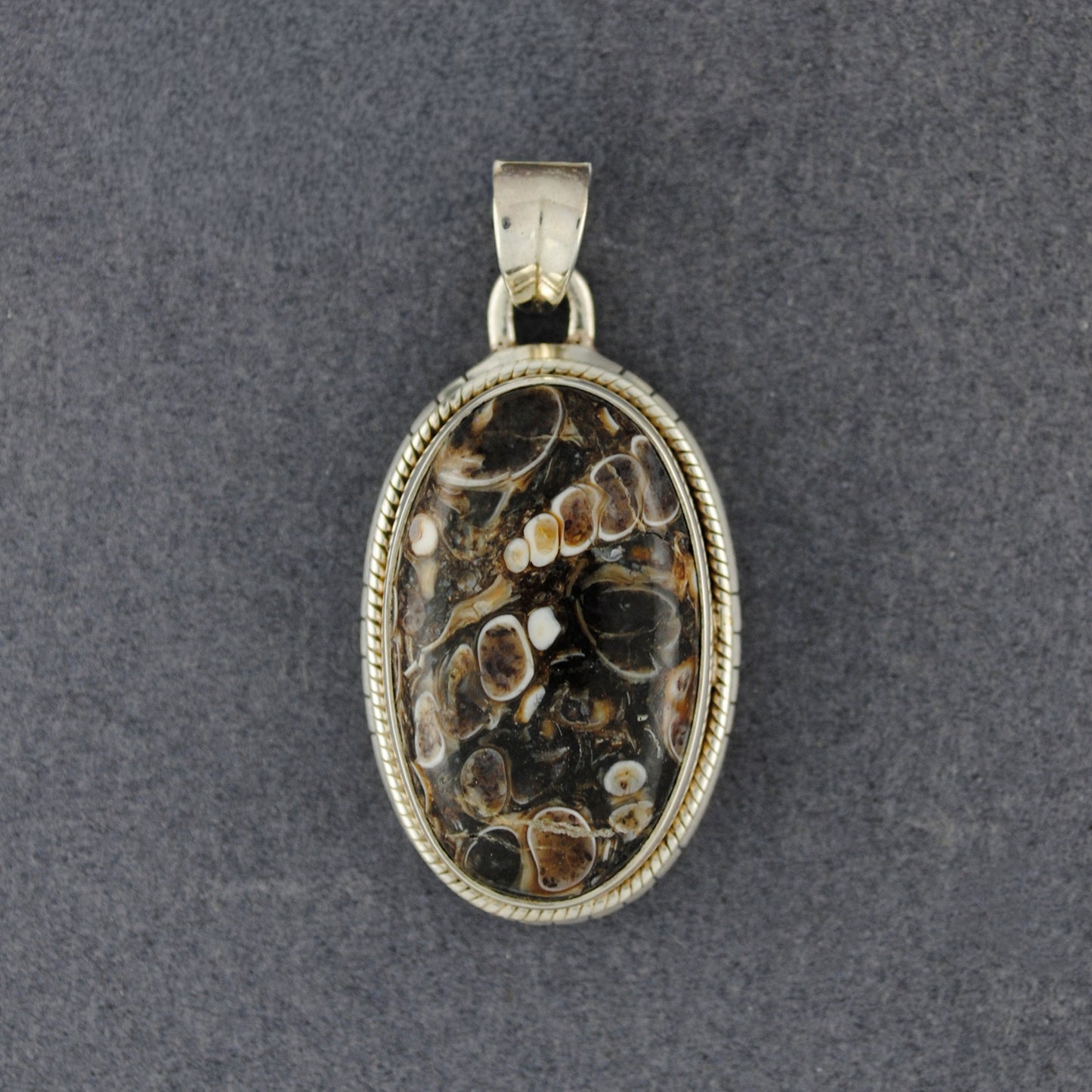 Sterling Silver Turritella Notched Oval Pendant
