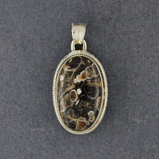 Sterling Silver Turritella Notched Oval Pendant