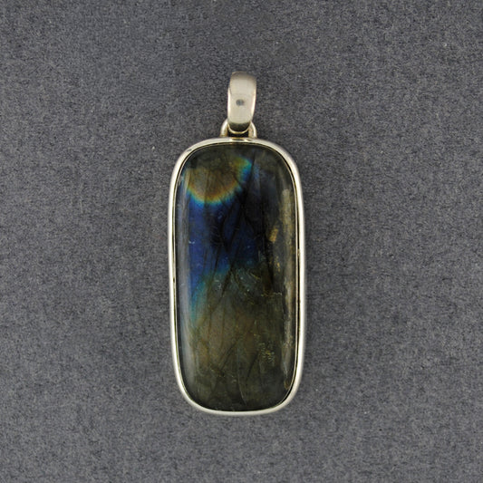 Sterling Silver Labradorite Medium Rectangle Pendant