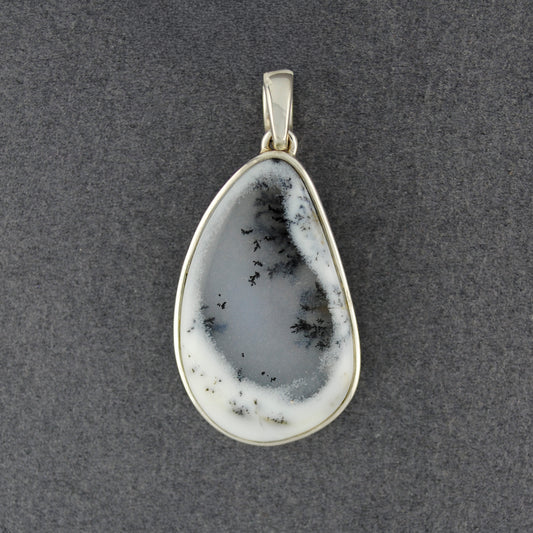 Sterling Silver Dendrite Agate Medium Drop Pendant