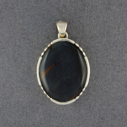 Sterling Silver Tiger's Eye Notched Oval Pendant