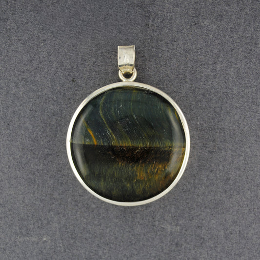 Sterling Silver Tiger's Eye Medium Circle Pendant