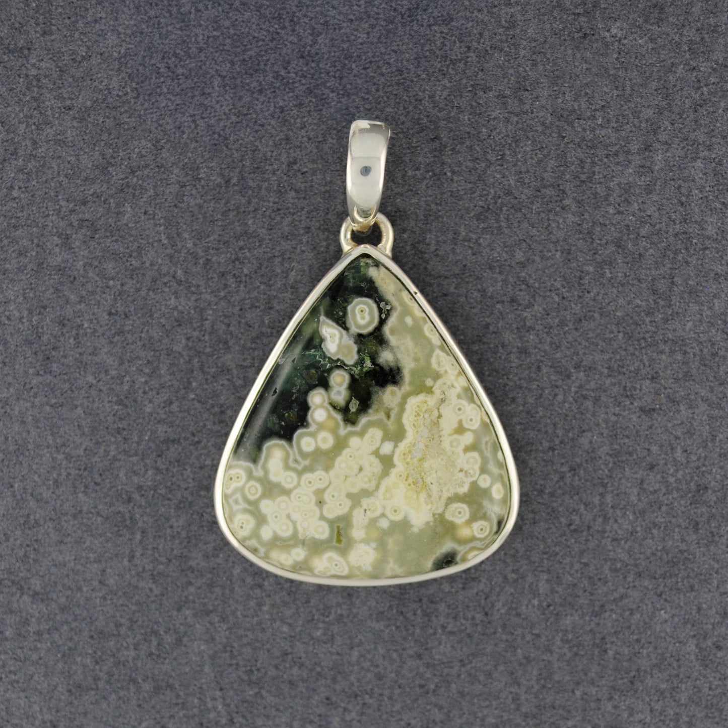 Sterling Silver Ocean Jasper Green Teardrop Pendant