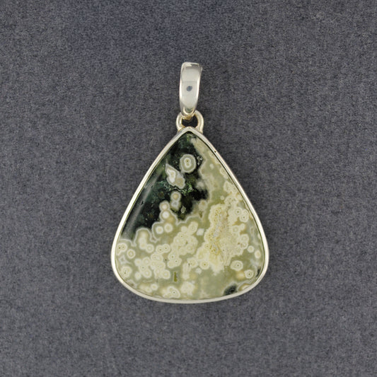 Sterling Silver Ocean Jasper Green Teardrop Pendant