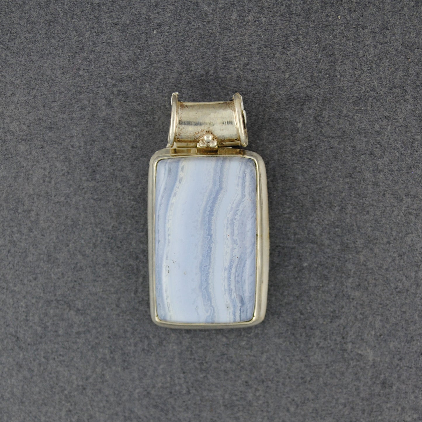 Sterling Silver Blue Lace Agate Rectangle Pendant