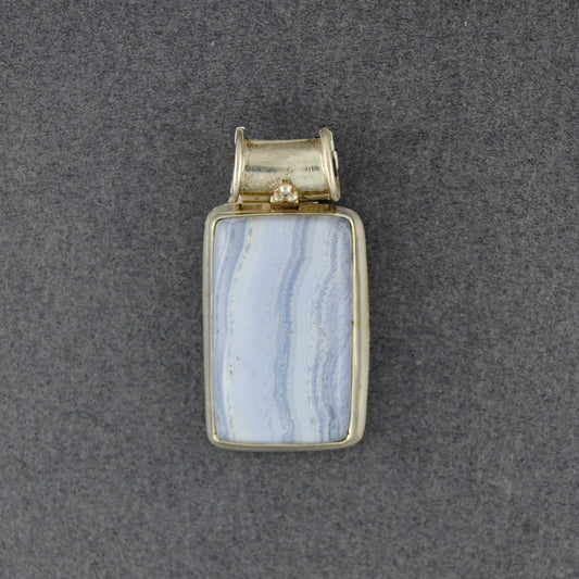 Sterling Silver Blue Lace Agate Rectangle Pendant