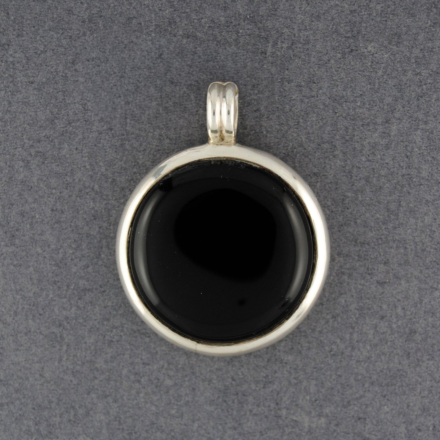 Sterling Silver Black Onyx Disc Pendant