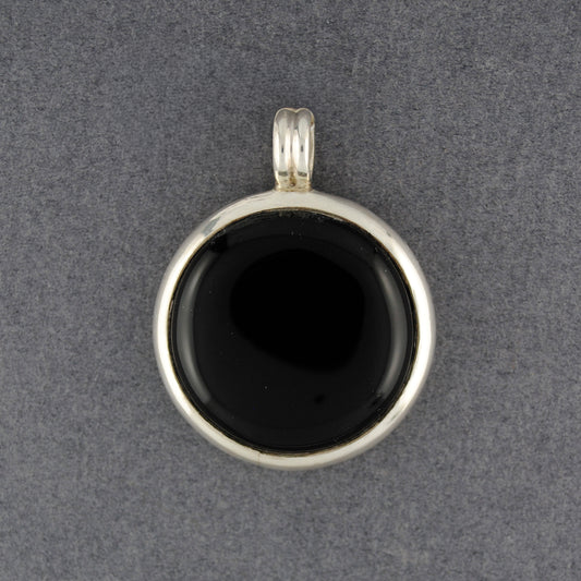 Sterling Silver Black Onyx Disc Pendant