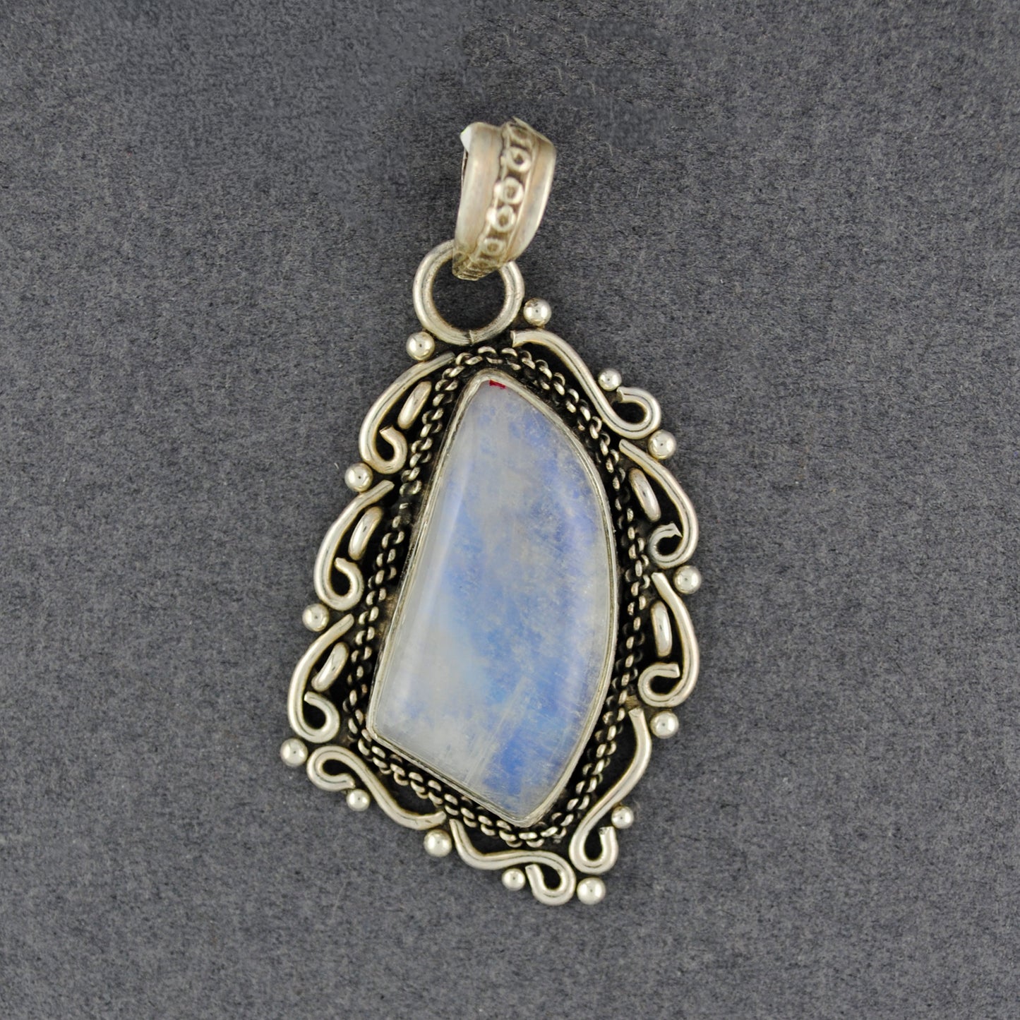 Sterling Silver Rainbow Moonstone Fancy Drop Pendant