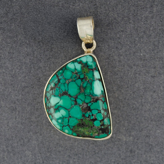 Sterling Silver Turquoise Half Moon Pendant