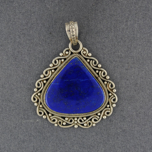Sterling Silver Lapis Fancy Teardrop Pendant