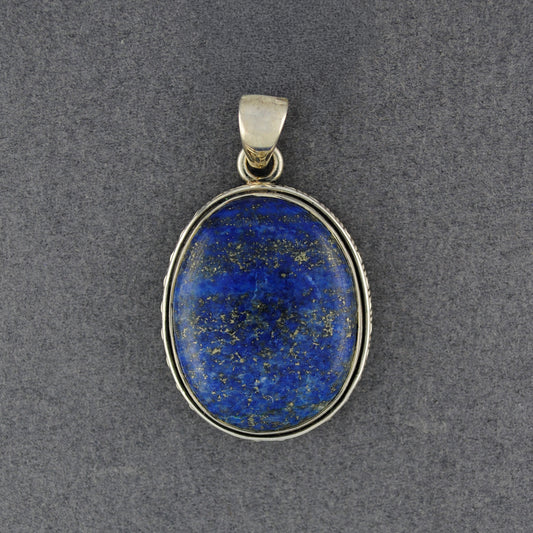 Sterling Silver Lapis Notched Oval Pendant