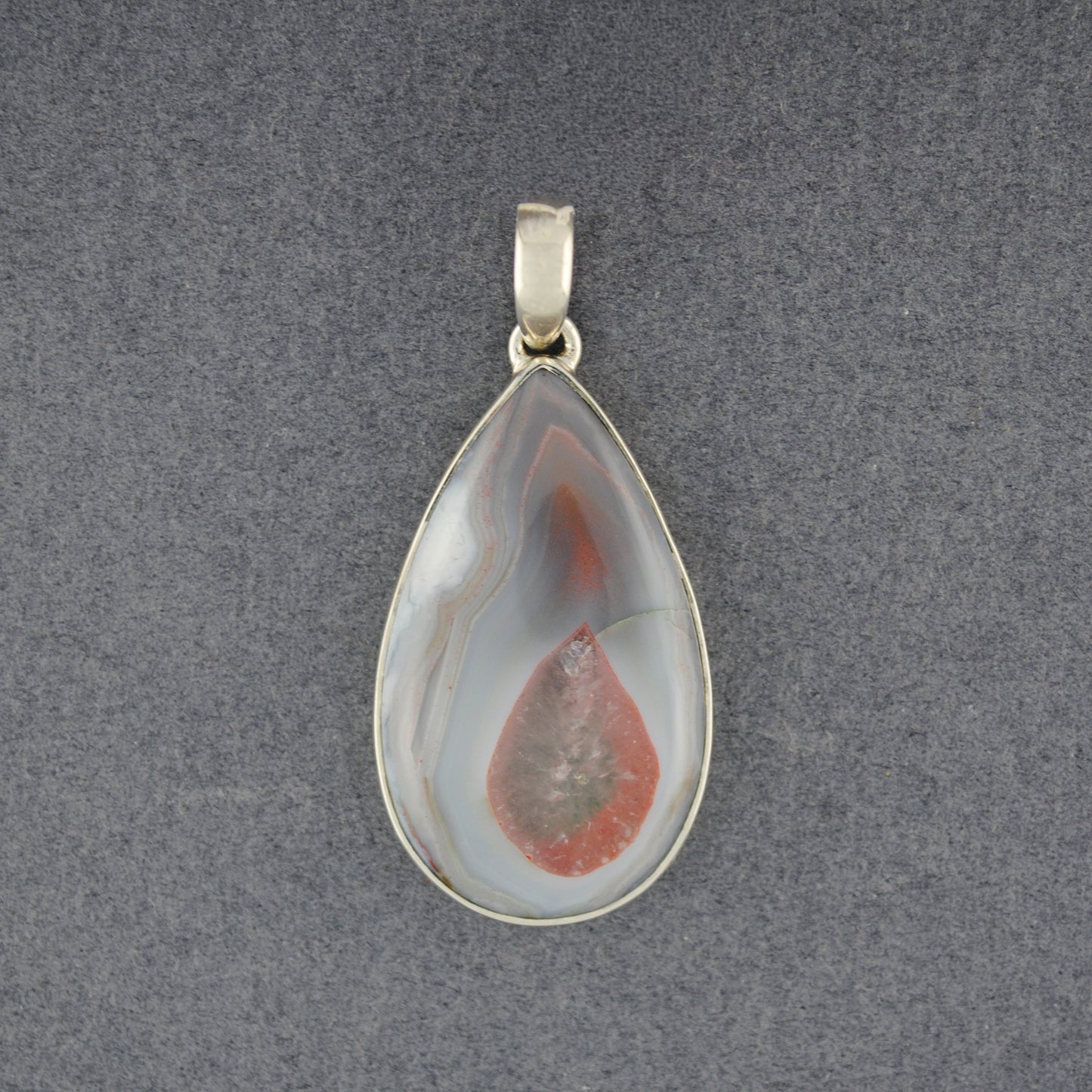 Sterling Silver Botswana Agate Teardrop Pendant