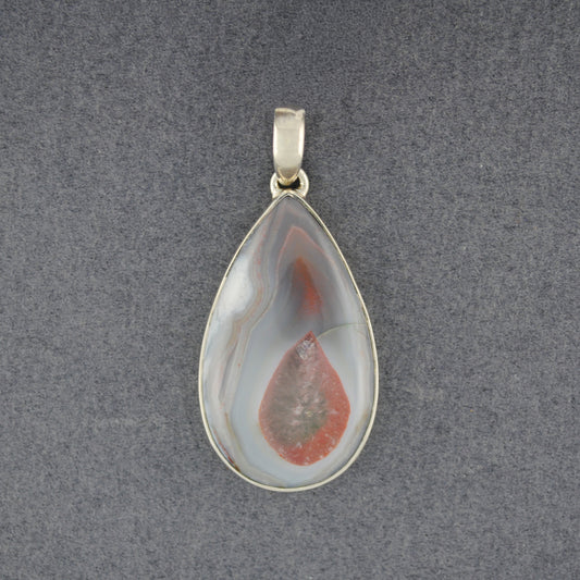 Sterling Silver Botswana Agate Teardrop Pendant