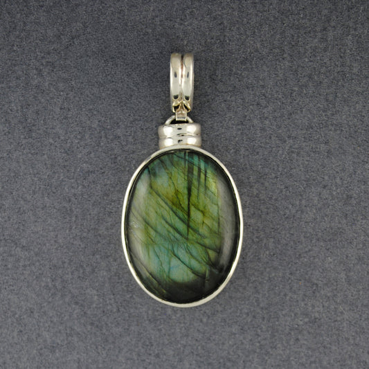 Sterling Silver Green Labradorite Medium Oval Pendant