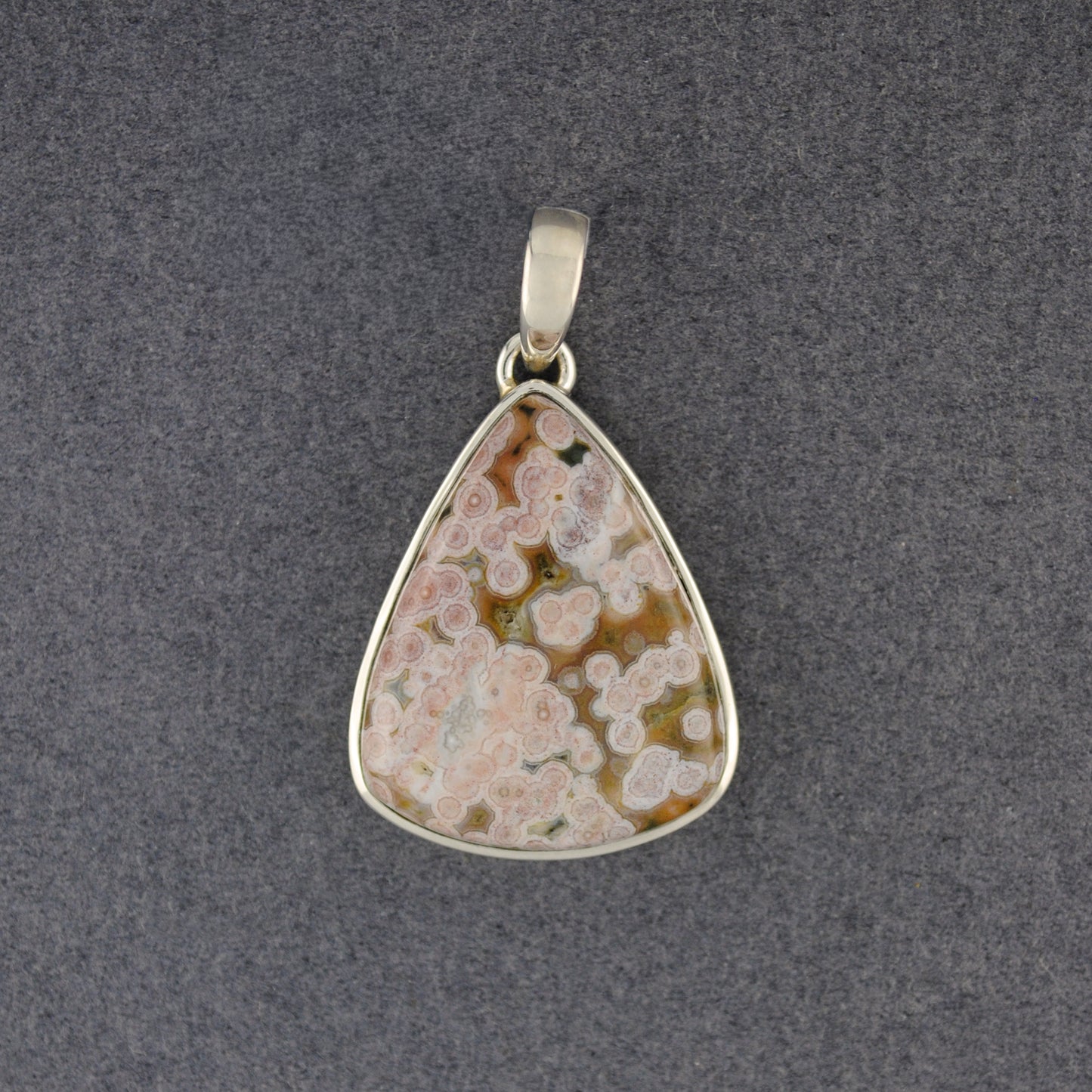 Sterling Silver Ocean Jasper Pink Dotted Teardrop Pendant