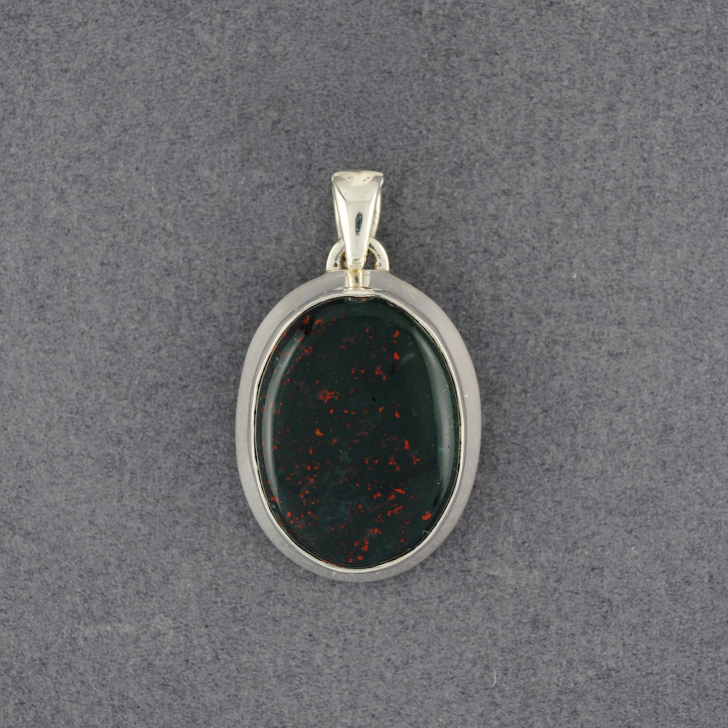 Sterling SilverBloodstone Oval Pendant