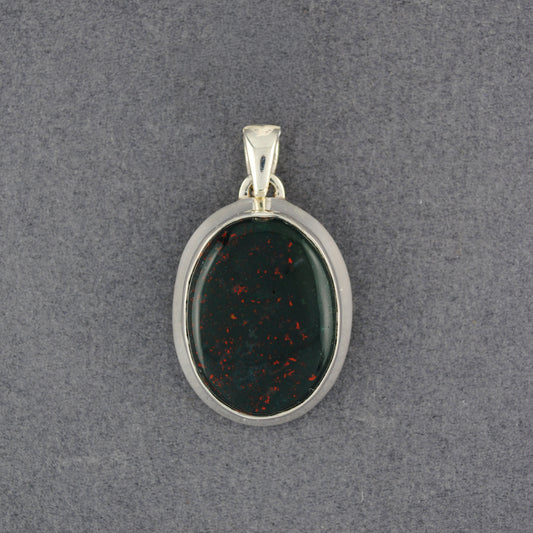 Sterling SilverBloodstone Oval Pendant