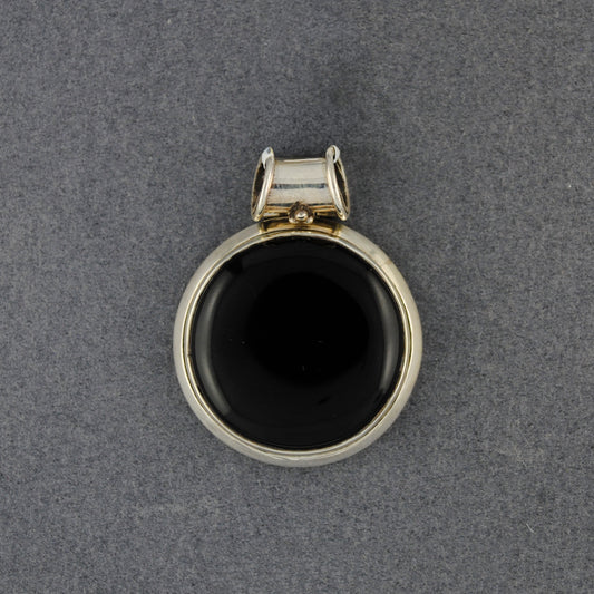 Sterling Silver Onyx Thick Bezel Pendant
