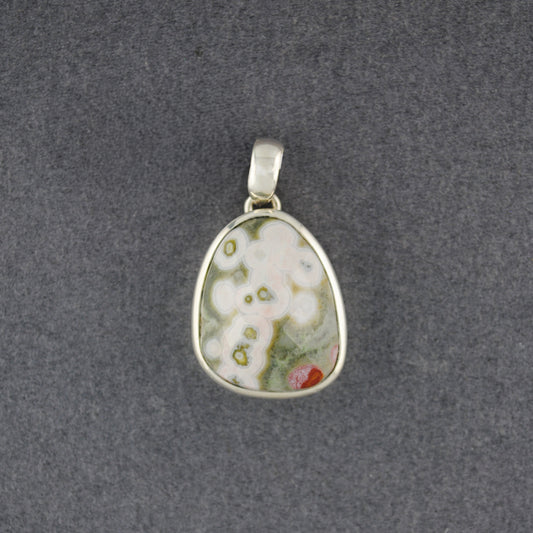 Sterling Silver Ocean Jasper Small Faceted Drop Pendant