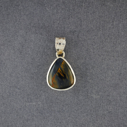 Sterling Silver Pietersite Small Hammered Teardrop Pendant